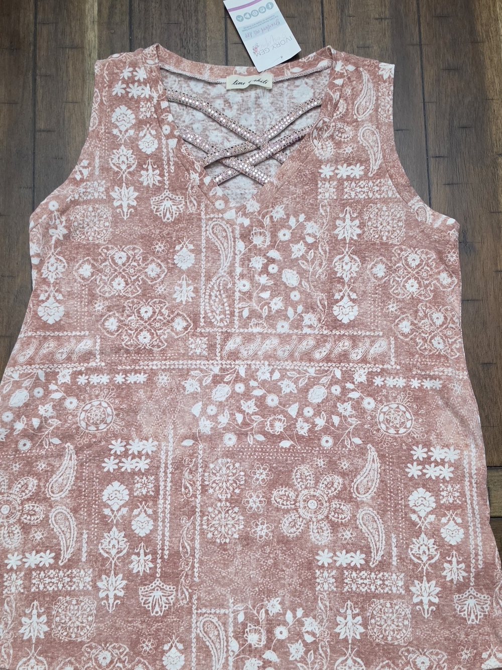 Paisley Dusty Rose Crisscross Tank